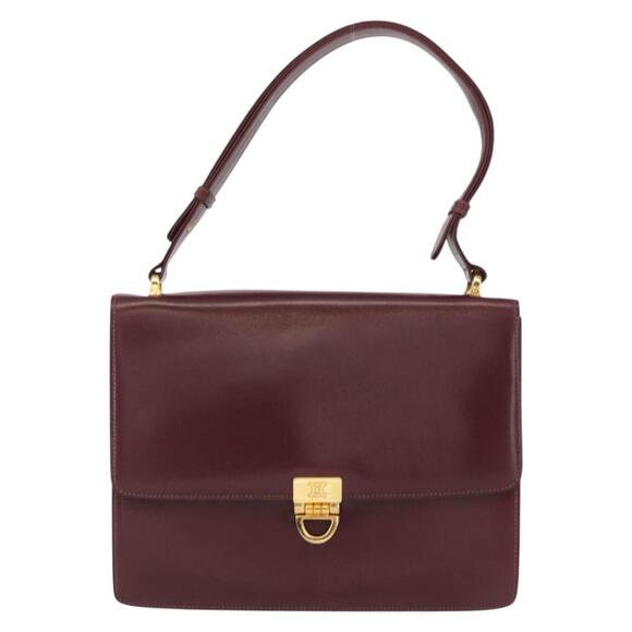 CELINE Shoulder Bag Leather Bordeaux Gold Auth 153178 - Picture 13 of 16